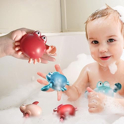 Miniatura 4 de Juguetes de baño para niños pequeños, lindos juguetes de baño de cangrejo de natación para bebés de 1 a 3 años de 6 a 12 meses para niños y niñas