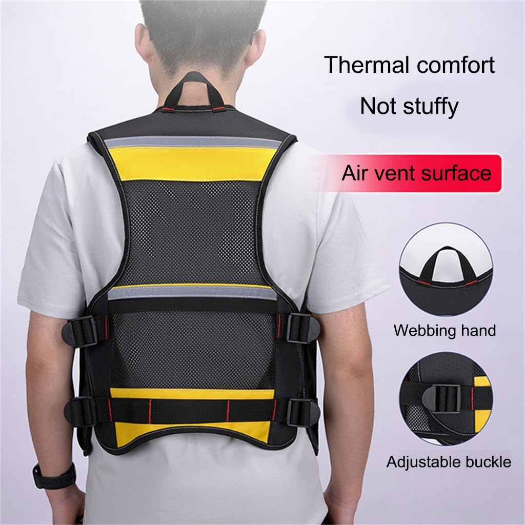 Chaquetas de trabajo con bolsillo ajustable, chaleco de construcción, chaquetas de trabajo con cinturón de herramientas ajustable, múltiples bolsillos