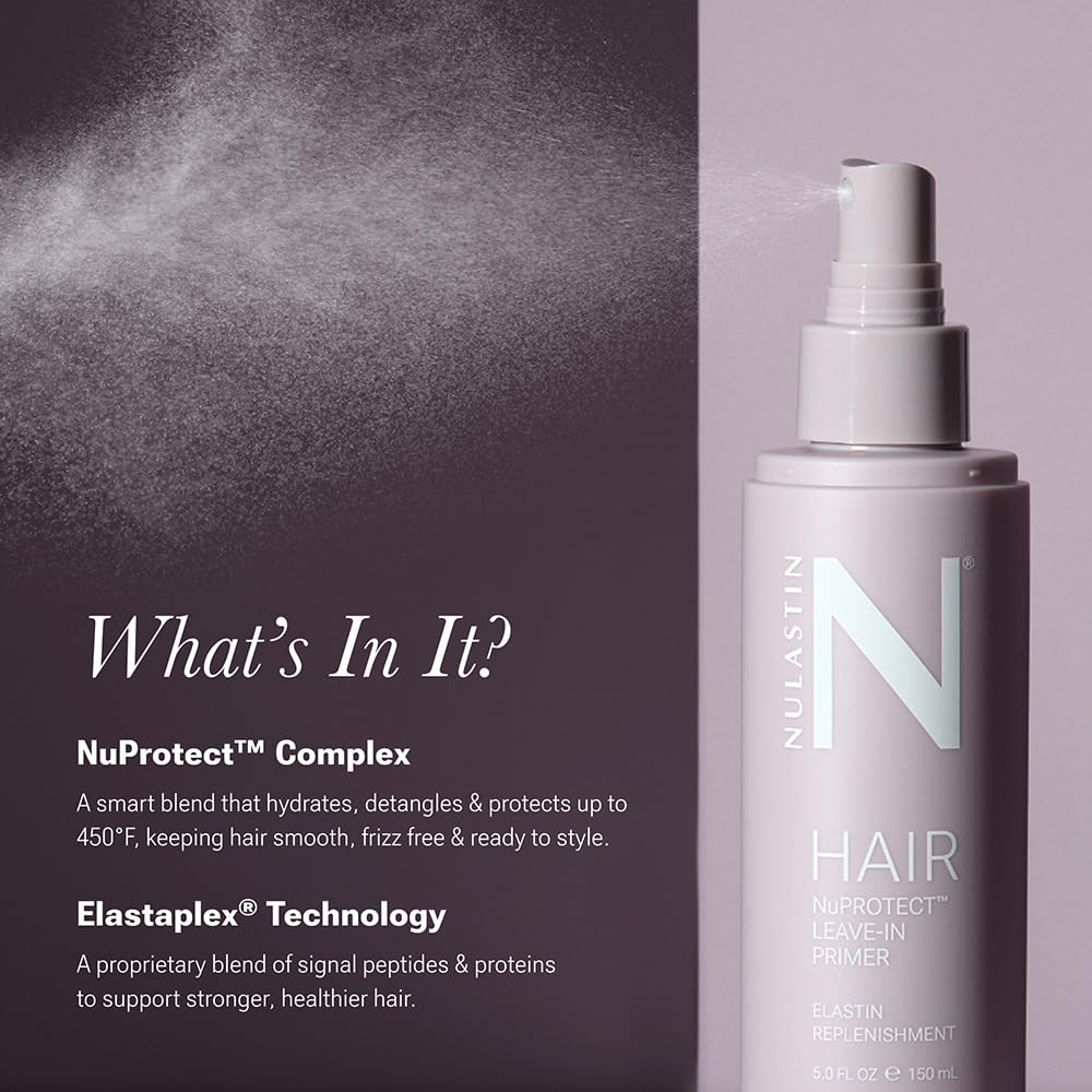 NULASTIN NuProtect Leave In Conditioner Spray - Silicone-Free Heat Protectant, Detangler Spray, Split Ends Hair Treatment & Styling Primer - Color-Safe Formula with 24HR Frizz Control (5 Fl Oz) - Image 6