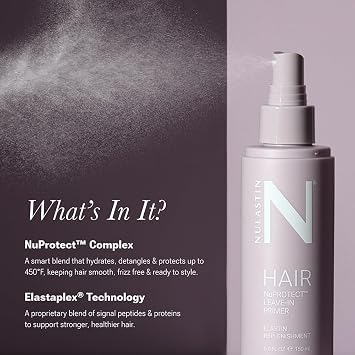 NULASTIN NuProtect Leave In Conditioner Spray - Silicone-Free Heat Protectant, Detangler Spray, Split Ends Hair Treatment & Styling Primer - Color-Safe Formula with 24HR Frizz Control (5 Fl Oz)