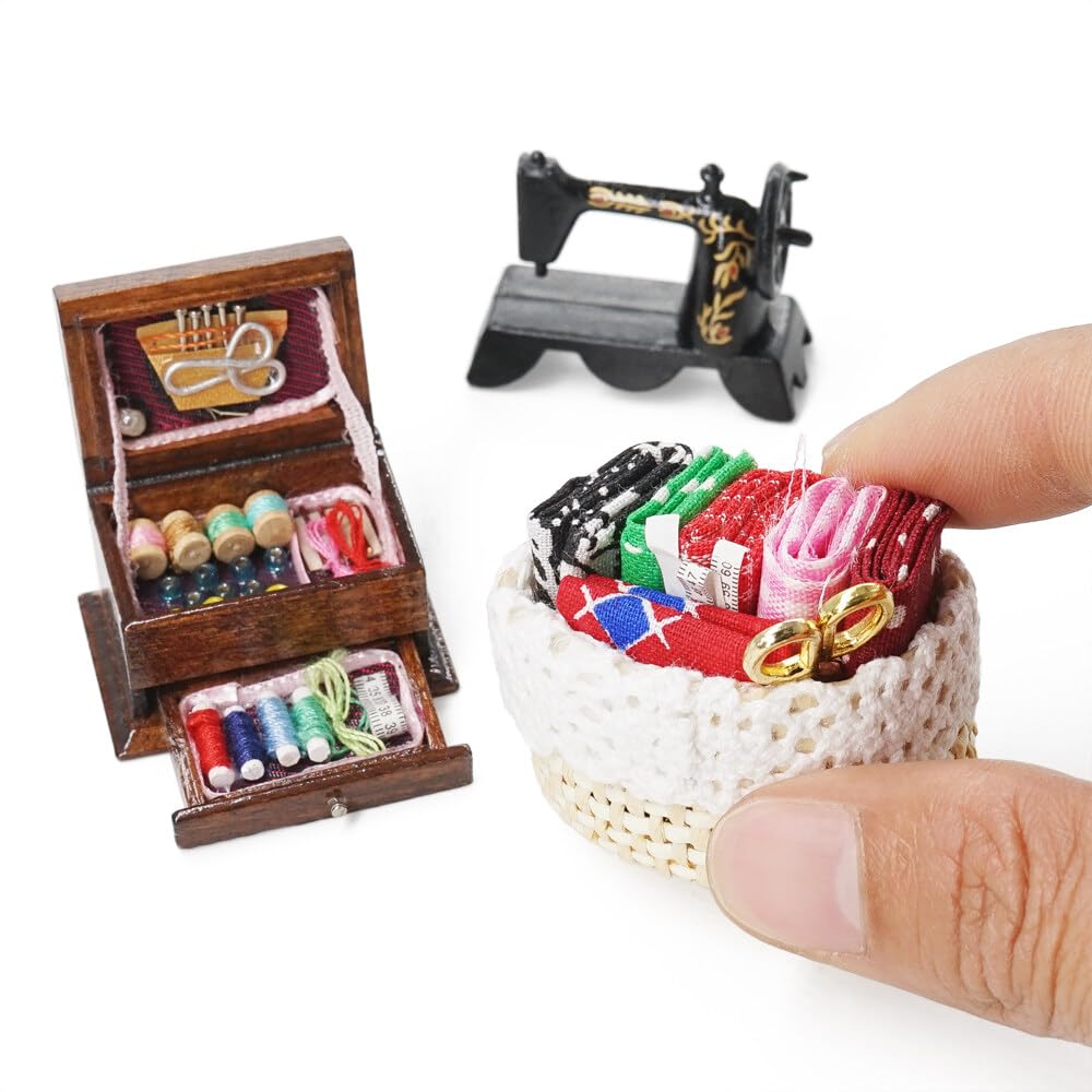 Amazon.co.jp: Odoria ドールハウス ミシン 裁縫箱 ミニチュア