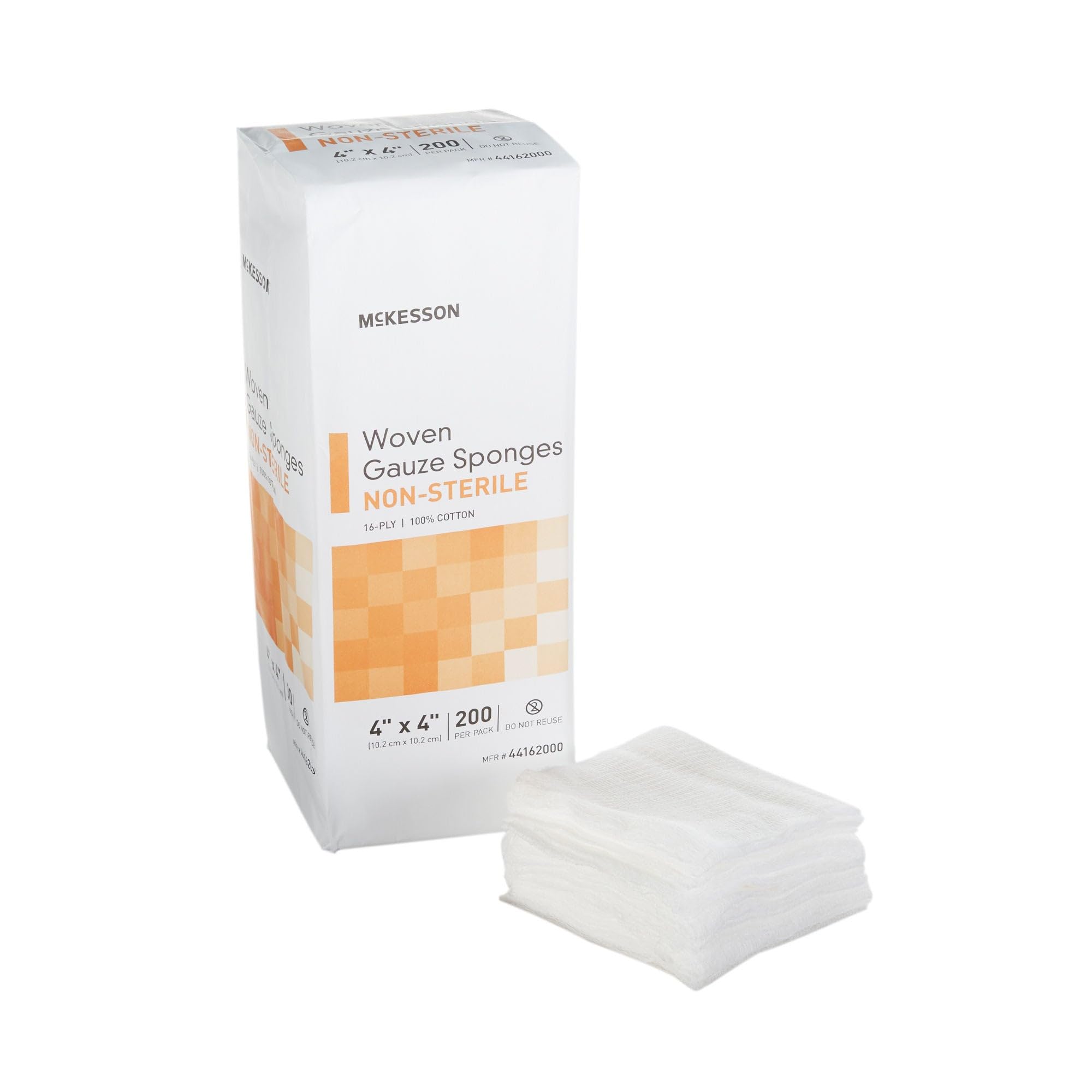 McKesson Esponjas de gasa tejida, 16 capas no estériles, 100% algodón, 4 x 4 pulgadas, 200 por paquete, 1 paquete