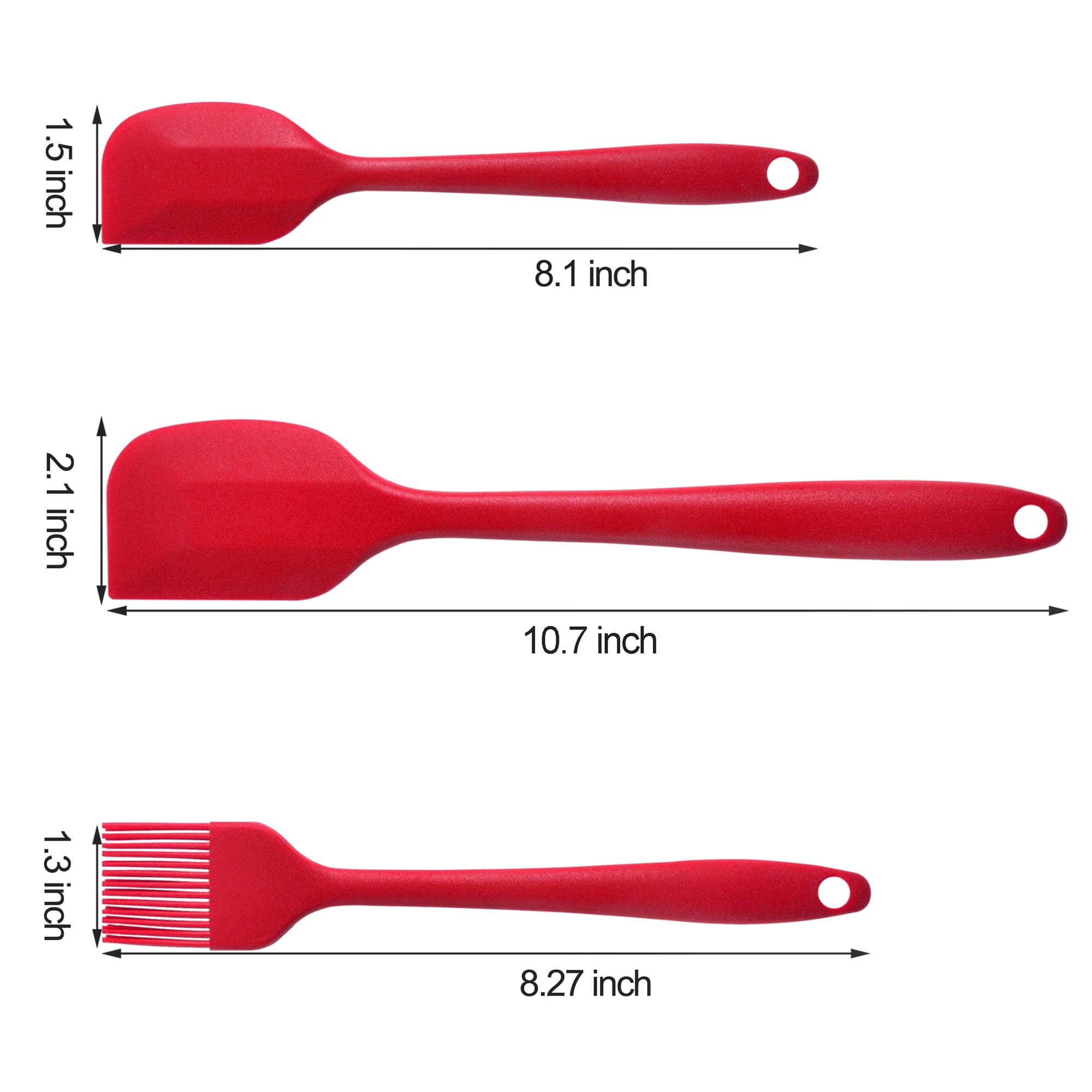 Set von drei Premium Silikon Spatel mit Stahl Core – by zoppi Geschirr – Chef Edition mit Löffel – BPA-frei und antibakteriell – hitzebeständig C für Ofen, Pfanne und Grill 650º F rot