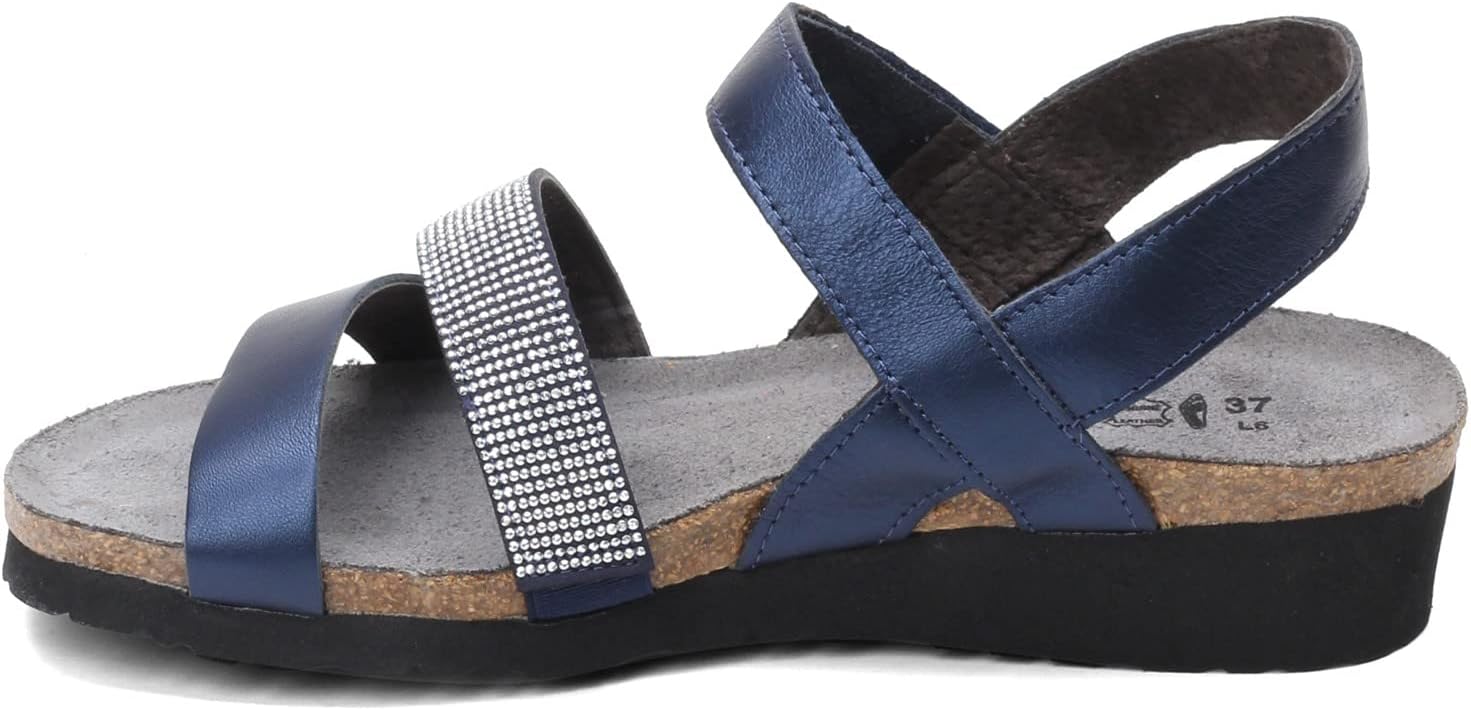 NAOT Women Krista Backstrap Sandal Polar Sea Lthr/Dark Blue w/Nikel Rivets 8-8.5 M US