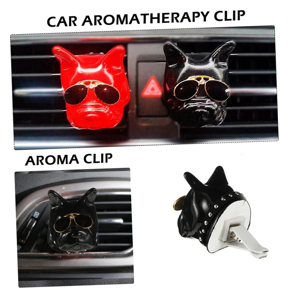 SOLUSTRE 3pezzi Clip Per Bocchetta Aria Auto Forma Di Testa Di Cane Francese Decorazione Interni Auto Accessorio Per Ventilazione Design Unico e Resistente Per Ogni Occasione