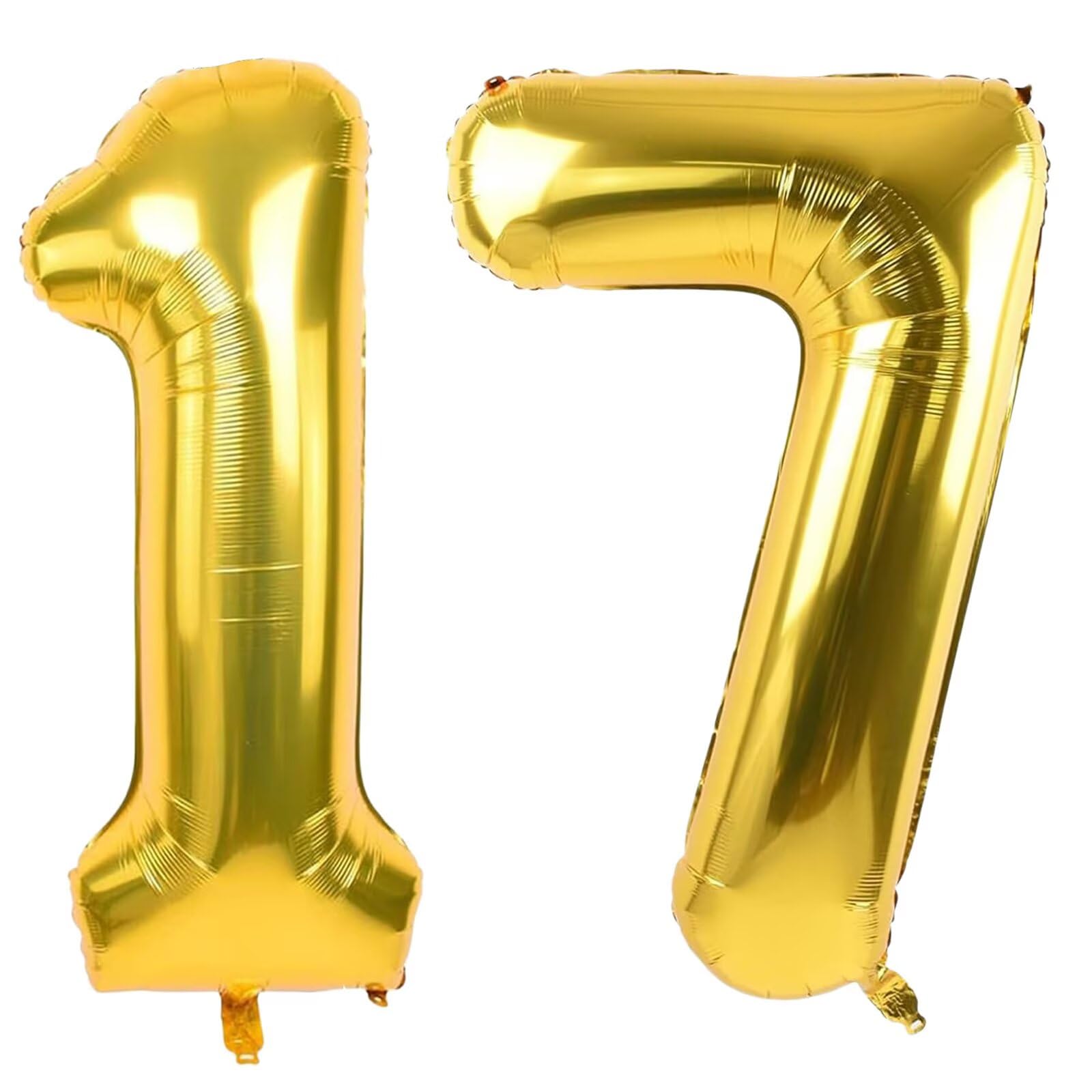 Gold Number 17 Balloons 40 Inch Large Aluminum Foil Number Balloons