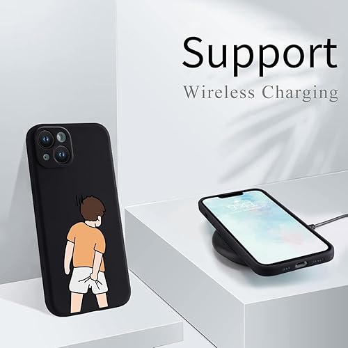 Miniatura 6 de Funda de teléfono divertida de dibujos animados para iPhone 13 Emvergonzado Boy Funda de silicona líquida de gel suave de goma duradera mate