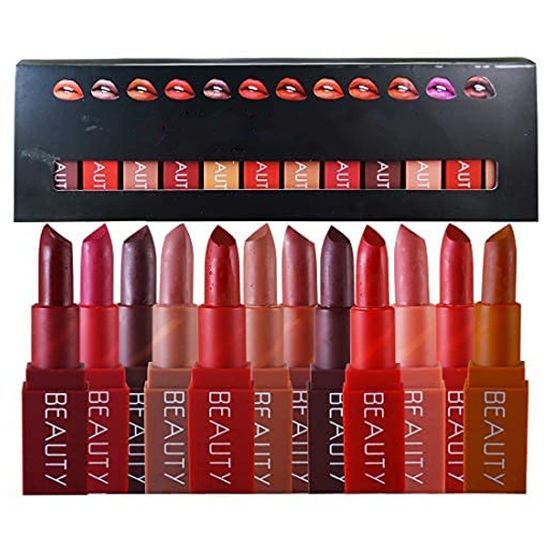 ADS Good Choice India Beauty Matte Lipstick-A01718 with Kajal (Pack of 12, Multicolour)
