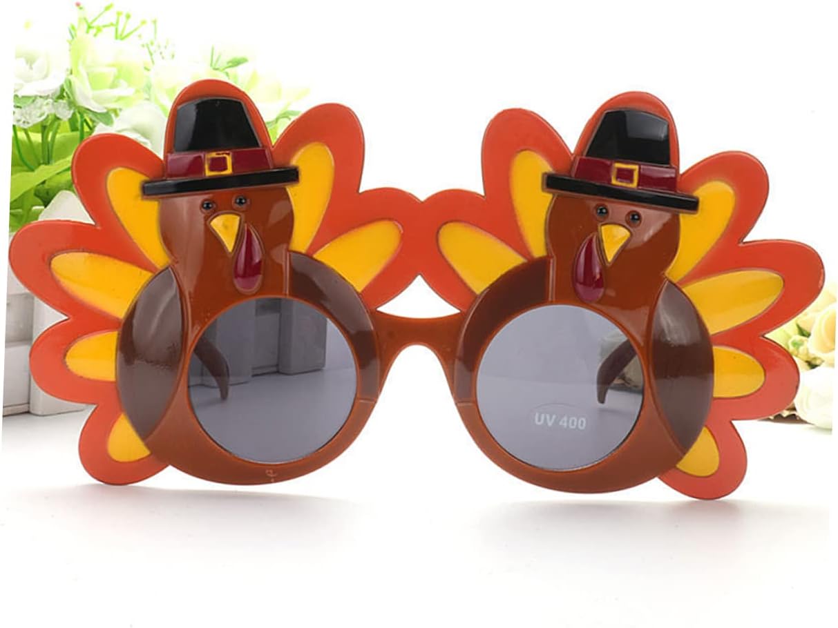 VANZACK Thanksgiving Turkey Eyee 2 Pcs Adult Costume Sunglasses Party Glasses Cartoon Party Eyewear Turkey Man Glasses for Celebration