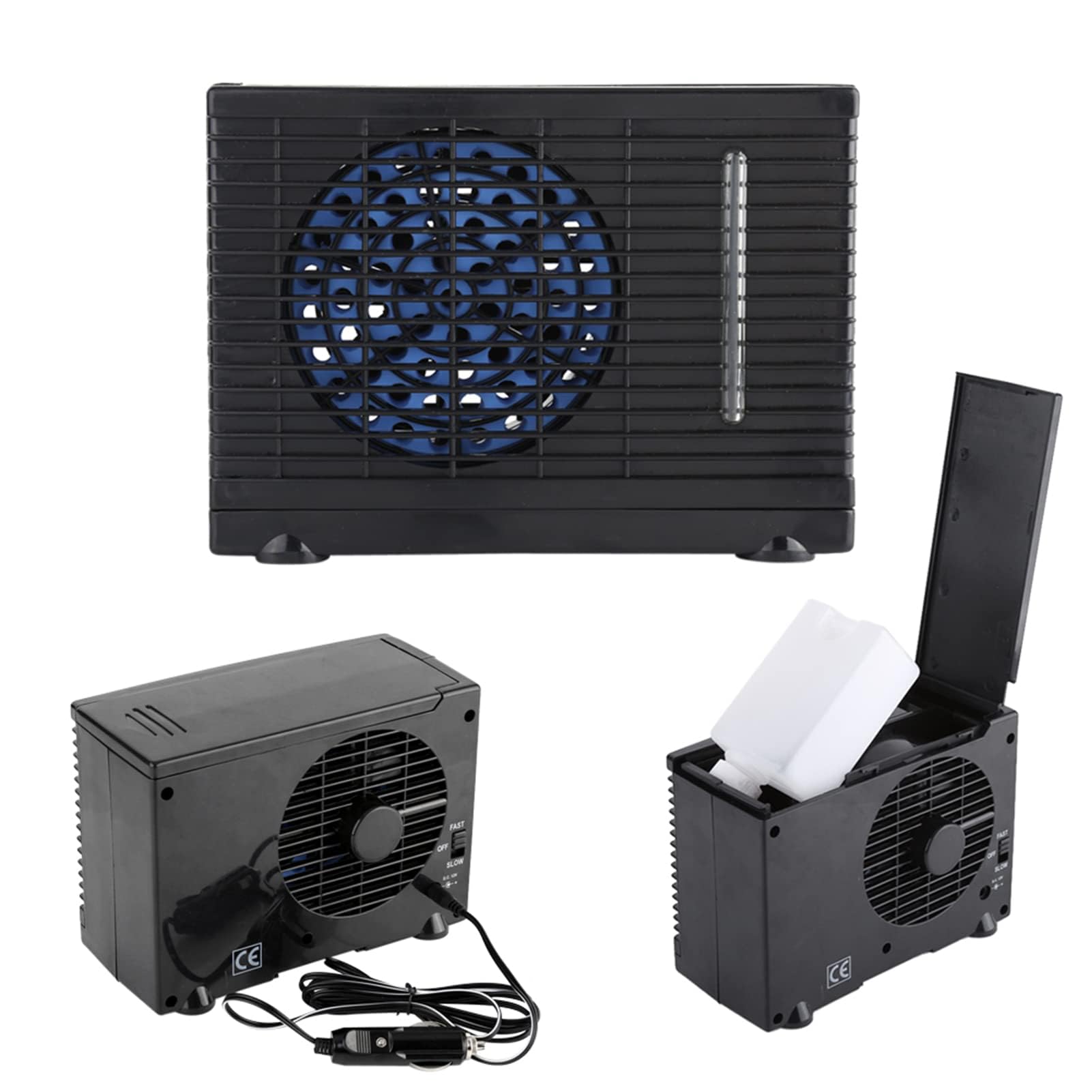 Ejoyous 12V Mini Klimaanlage Auto Ventilator, Einstellbarer tragbarer Lüfter Heizung Fenster Entfroster mit Zwei Geschwindigkeiten und Zigarettenanzünder-Kabel für Auto-PKW-LKW zu verwenden