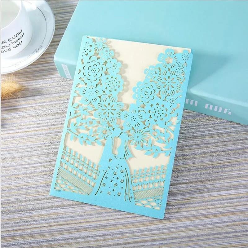 Inviti Matrimonio 100 Pezzi Blu Rosso Inviti Di Nozze Biglietto Auguri Elegante Albero Buste Personalizzabili Festa Bomboniera Decorazione(Red Cover insert)