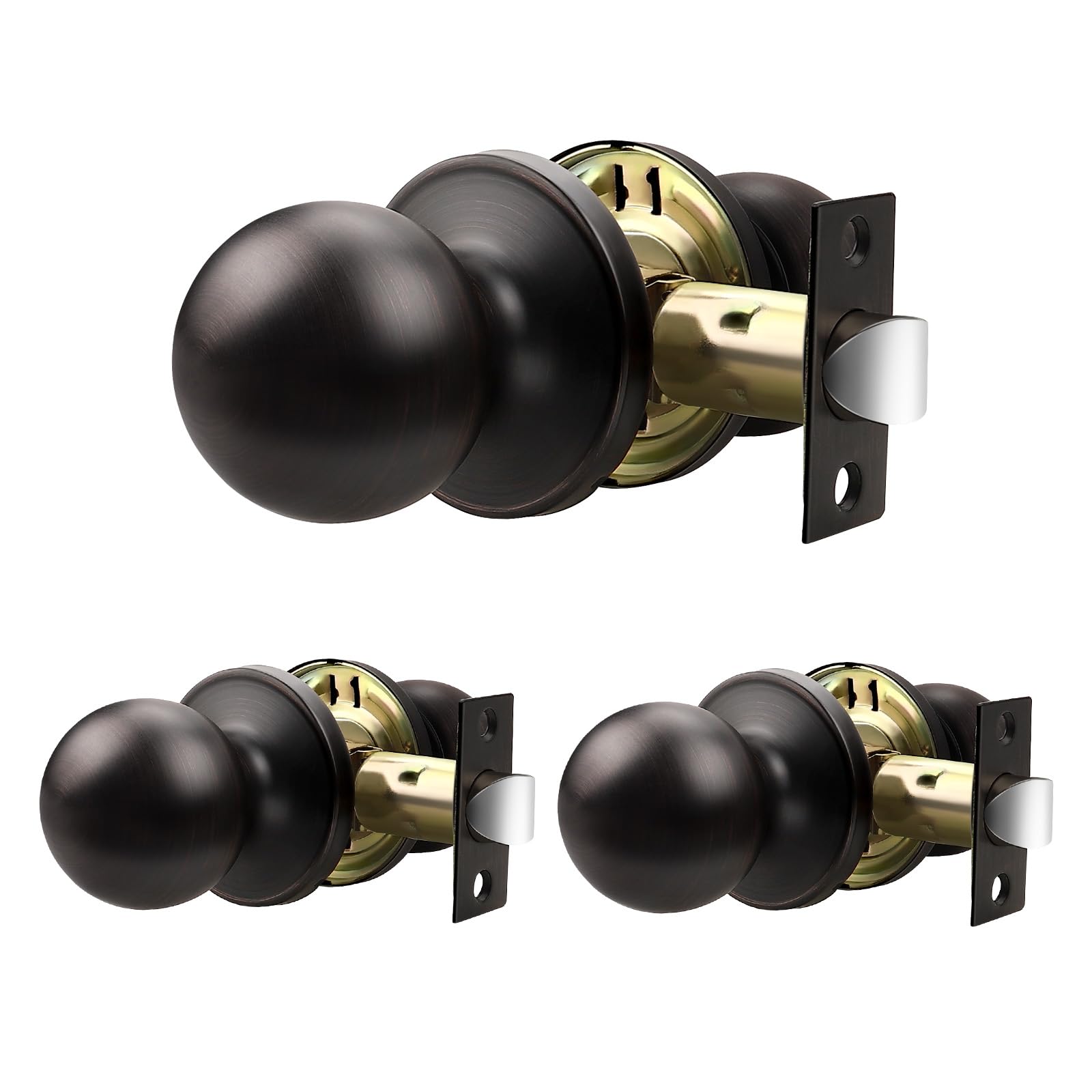 Black Interior Door Knobs - 10 Pack, Keyless Privacy -20