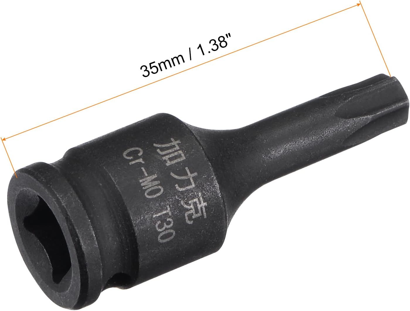uxcell T30 Impact Torx Bit Socket, 1/4" Square Drive 35mm Length CR-MO Metric Sizes