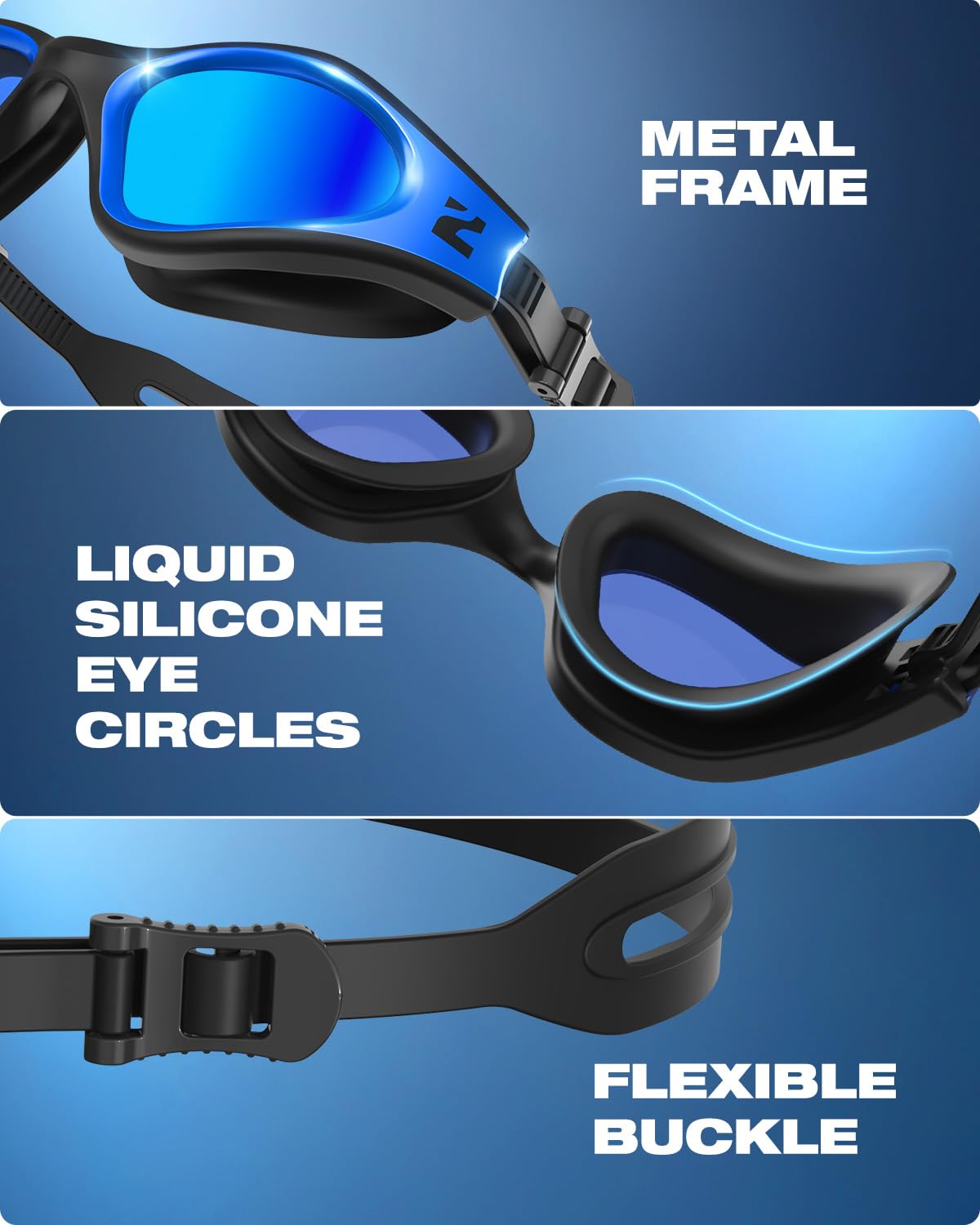 ZIONOR G1 Nava - Occhialini da nuoto unisex super anti-appannamento, lenti a specchio, colore: fumo brillante