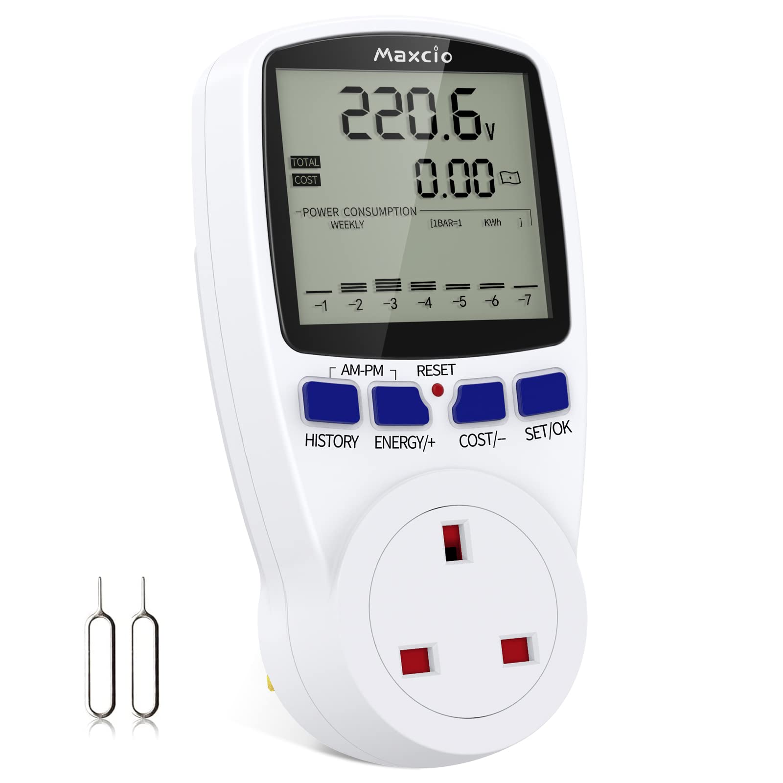 Buy Maxcio Dual Tariff Power Meter Energy Monitor Rechargable with LCD