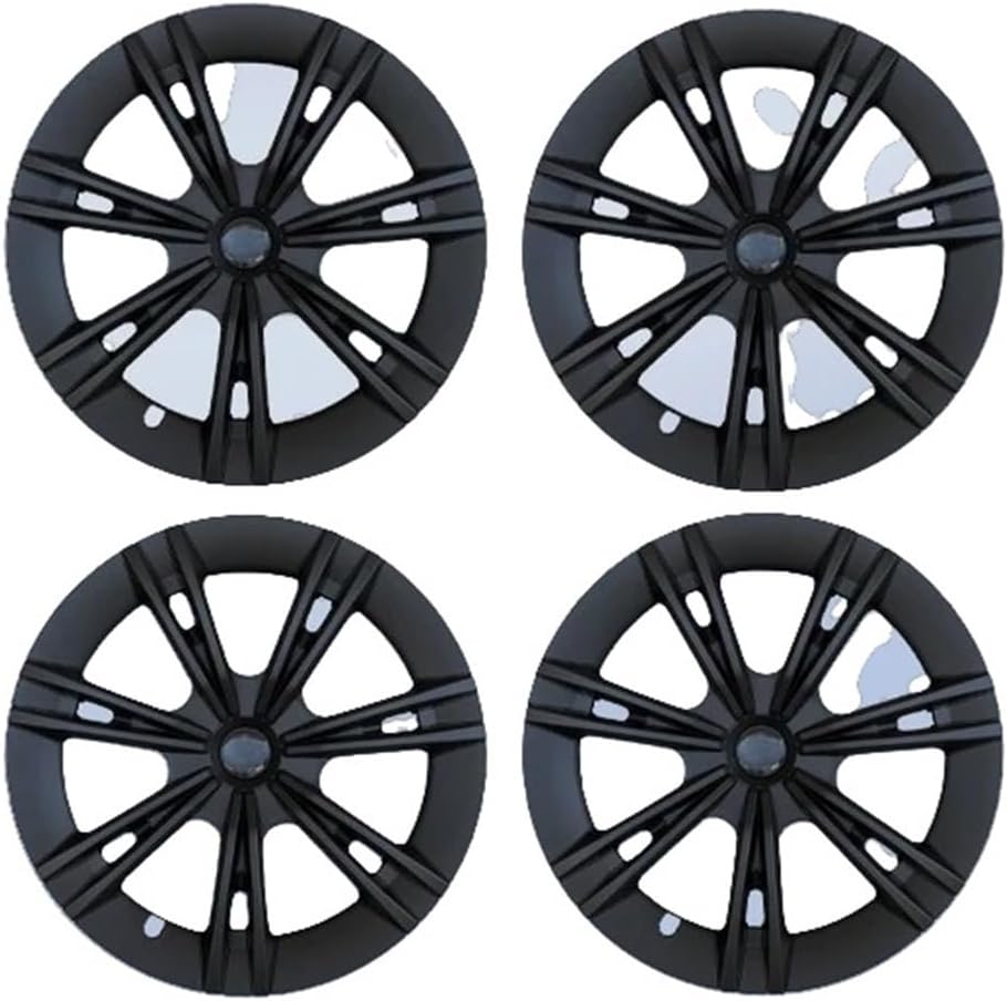 4PCS Hub Cap Compatible for Tesla Model Y 19 Inch Hubcap Performance Full Rim Cover Wheel Cap Accessories Wheel Parts 2018-2024(Matte Black)