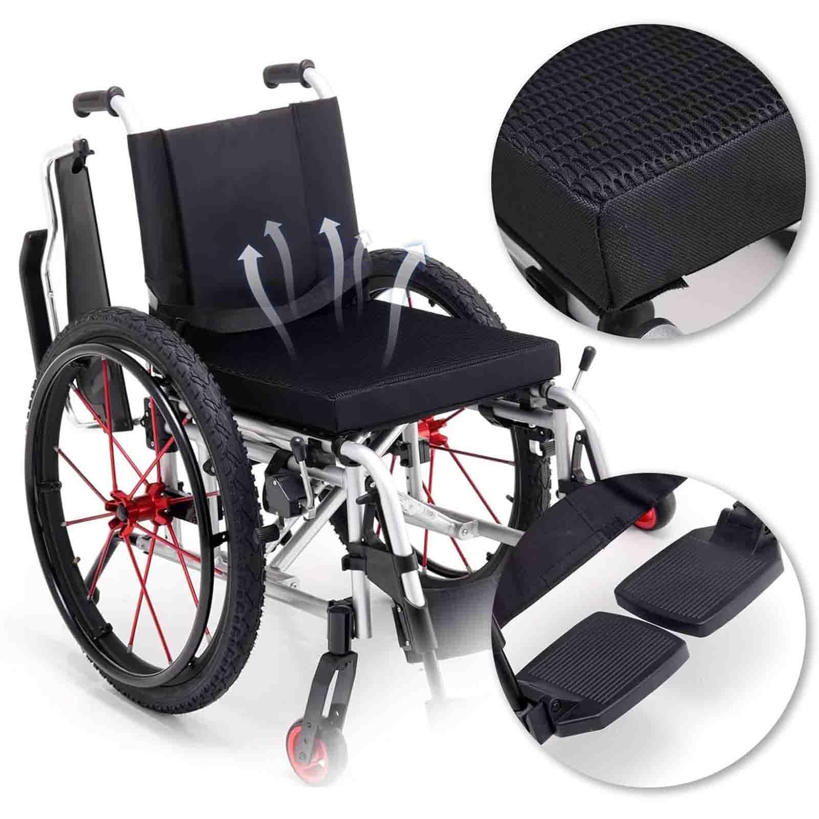Silla de Ruedas Deportiva Manual Plegable,Ultraligera de Aleación de Aluminio,Transporte Fácil,Freno de mano, liberación rápida, Cinturón de seguridad,Altura regulable