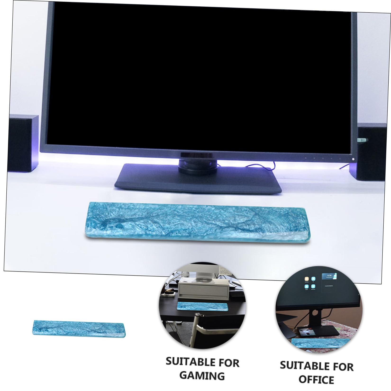 Resina Reposamuñecas Ergonómico Azul de Epoxi, Soporte Teclado