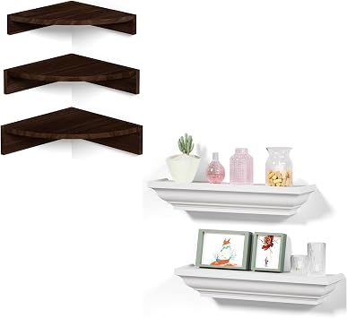 Alsonerbay Corner Shelves and Floating Shelves Bundle