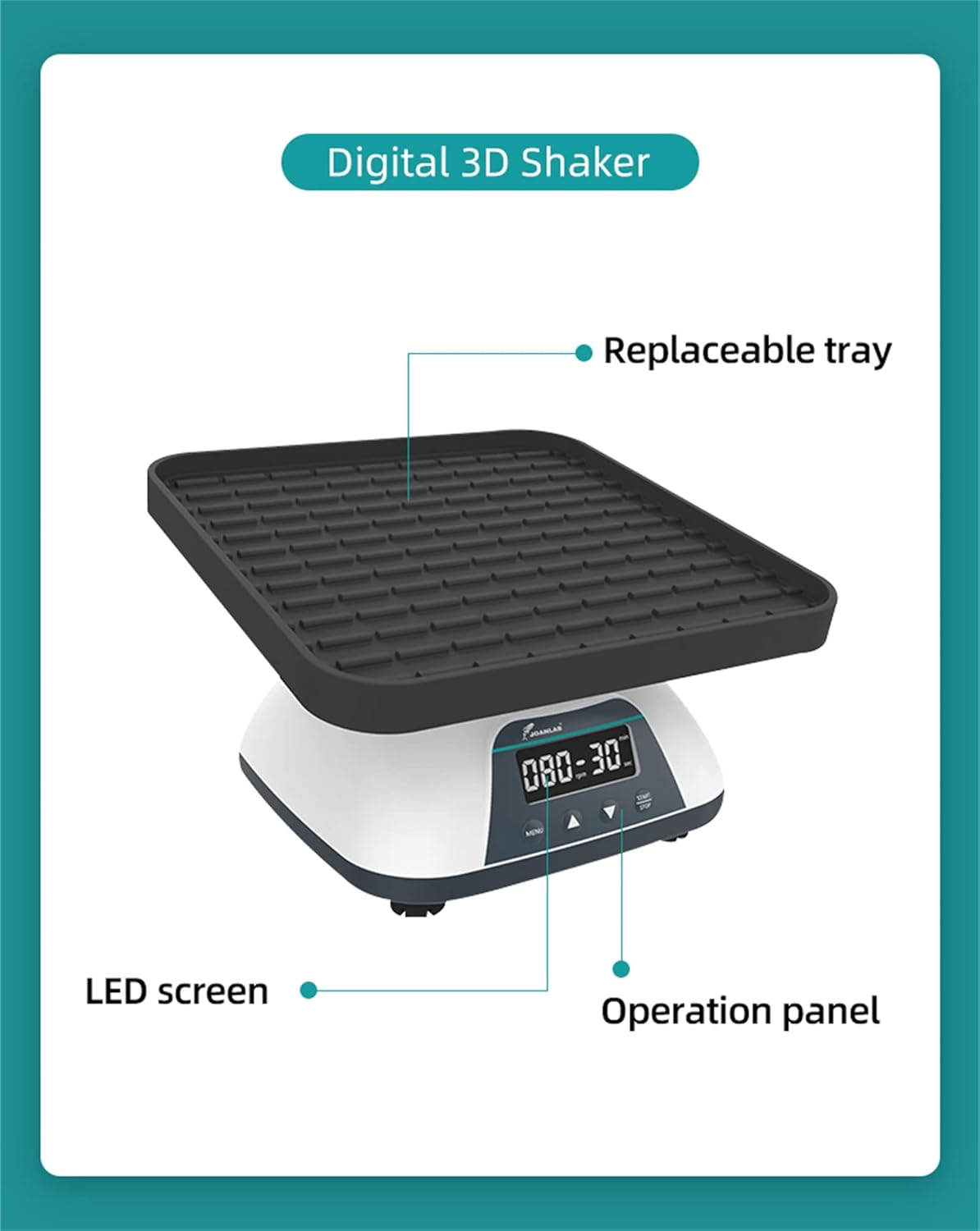 COMAAM 3D Orbital Shaker Lab Shaker Max. Load Capacity 2kg LCD Display Speed and time, Labs and Classrooms Oscillator Lab Adjustable Speed Laboratory Orbital Shaker