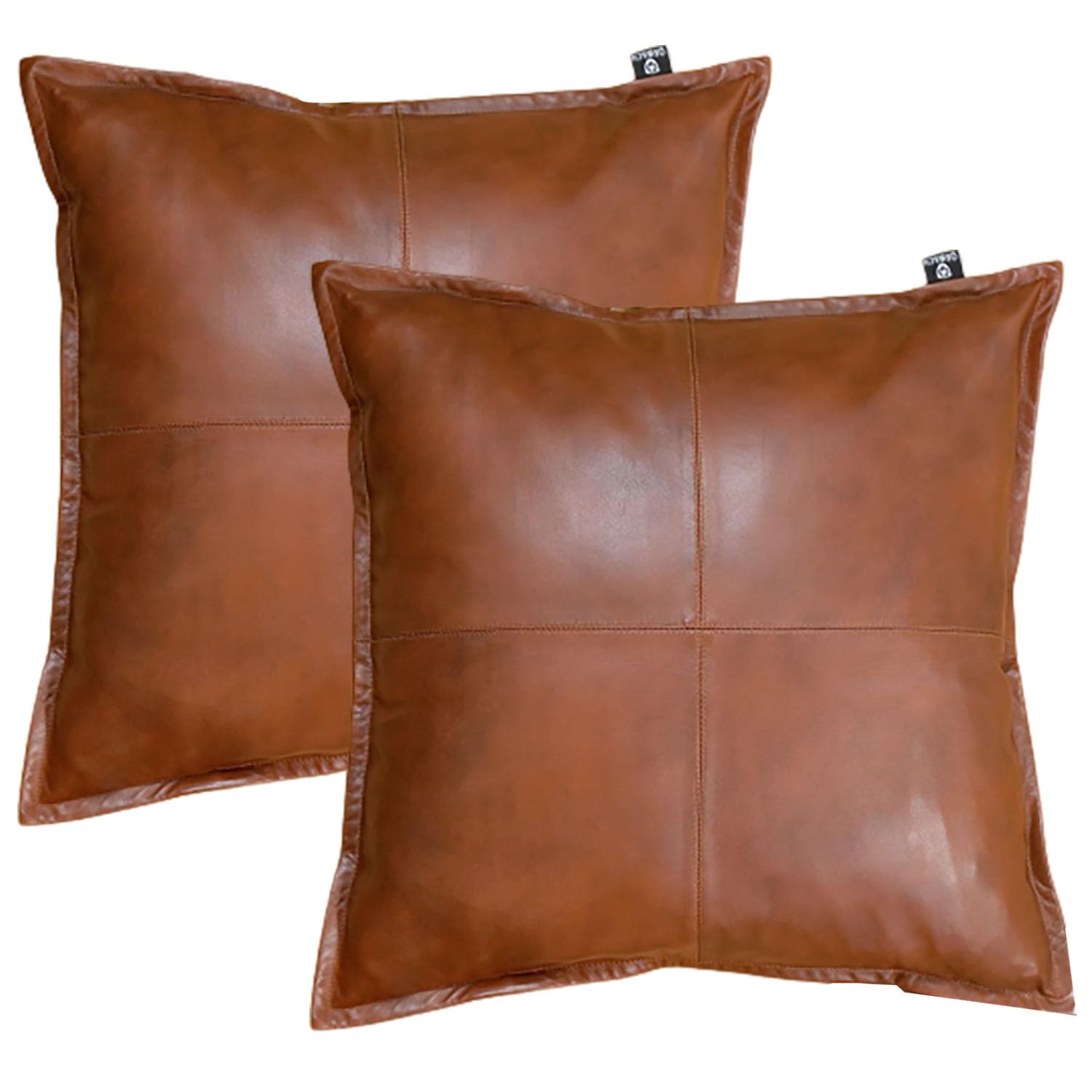 Funda de cojín de piel de cordero para sofá, fundas decorativas para sala de estar o dormitorio, 16 x 16 pulgadas, caja marrón, paquete de 2