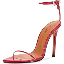 Womens Stiletto High Heeled Sandals Sexy Strappy Open Toe Black Red Heels Wedding Party Evening Prom Dance Dressy Shoes
