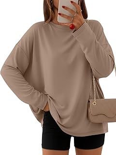 AUTOMET Women's Oversized Long Sleeve Shirts Fall Trendy Tops Fashion Gym Baggy Basic Casual
