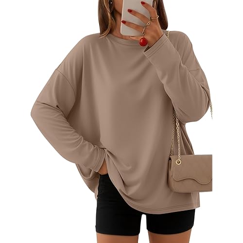 AUTOMET Women's Oversized Long Sleeve Shirts Fall Trendy Tops Fashion Gym Baggy Basic Casual Loose Fit Workout Y2k Clothes