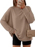 Women's Oversized Long Sleeve Shirts Fall Trendy Tops Fashion Gym Baggy Basic Casual Loose Fit Workout Y2k Clothes