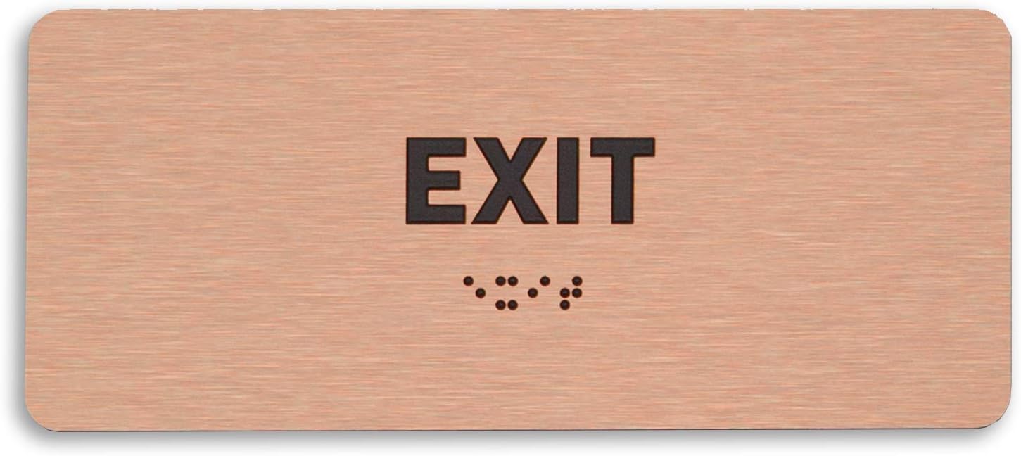 Exit Identification Sign - ADA Compliant Sign, Raised Icons, Raised Braille, Brushed Bronze, TCO Inspection Certified (7"W x 3"H) - by GDS