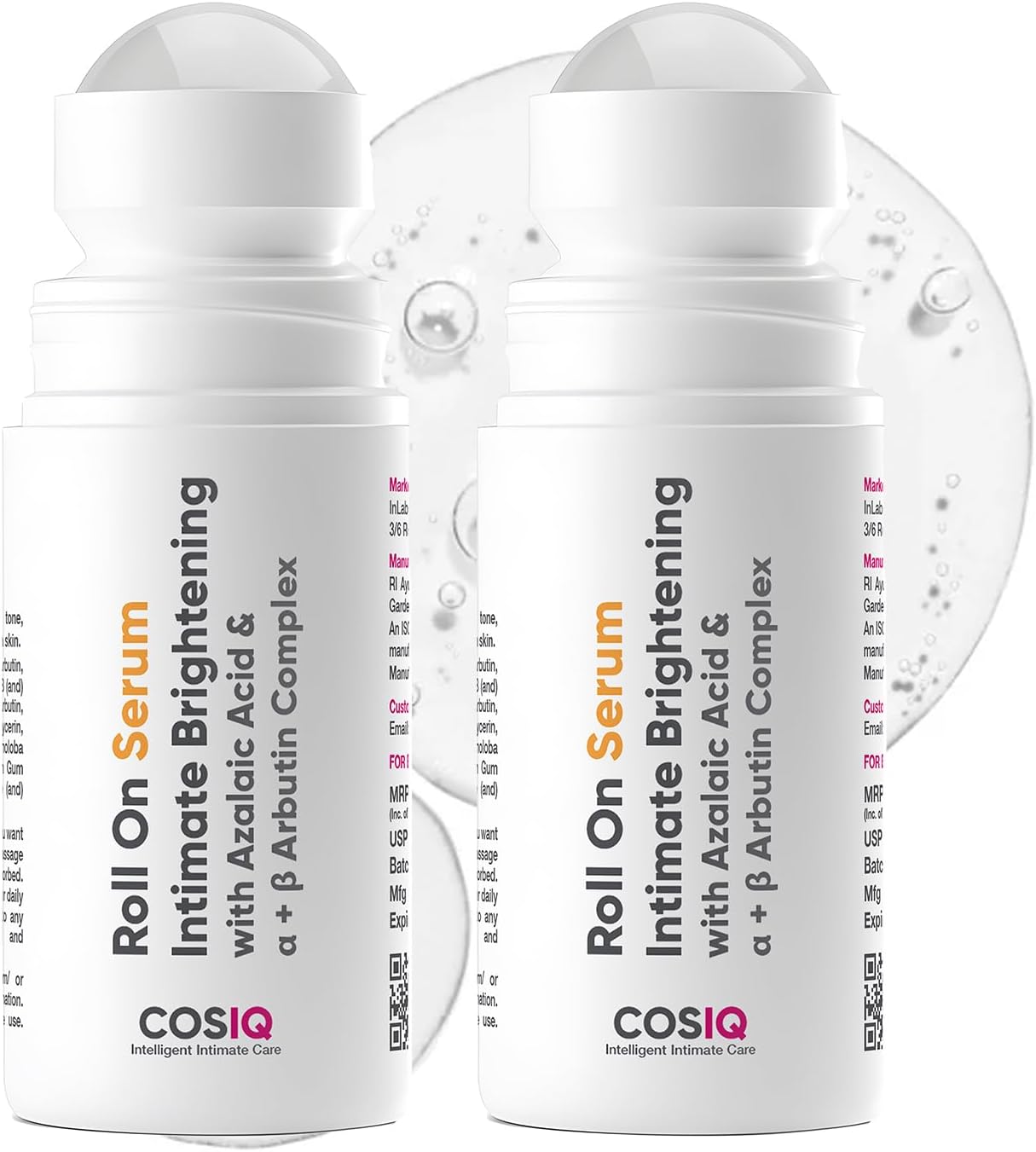 Cos-IQ Intimate Brightening Roll-On Serum 80ml | With Azelaic Acid & Alpha + Beta Arbutin Complex | 60 Days Pack
