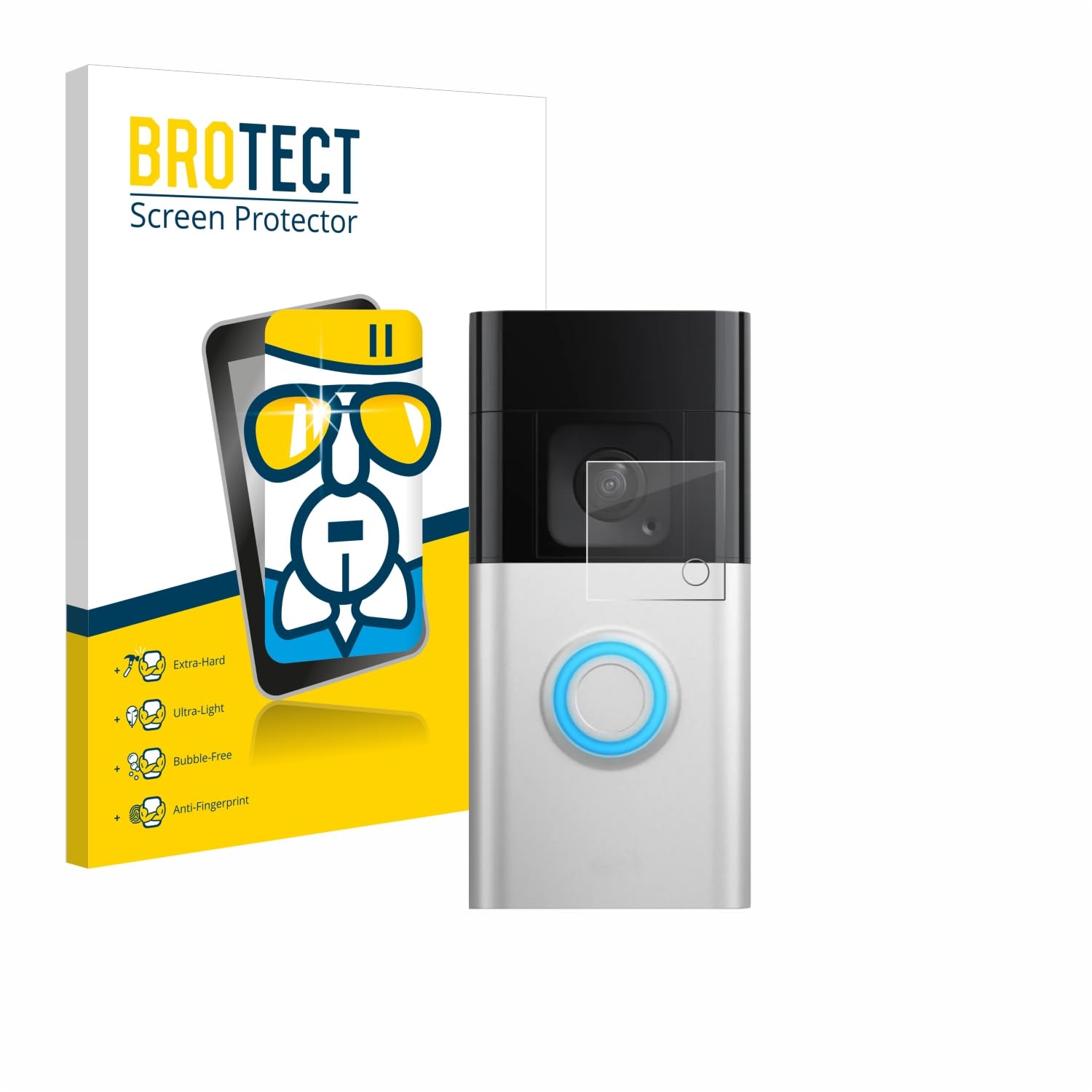 brotect Glass Screen Protector Film for Ring Video Doorbell Plus - Glass-Foil 9H Protection [Scratch Resistant, High Clarity]