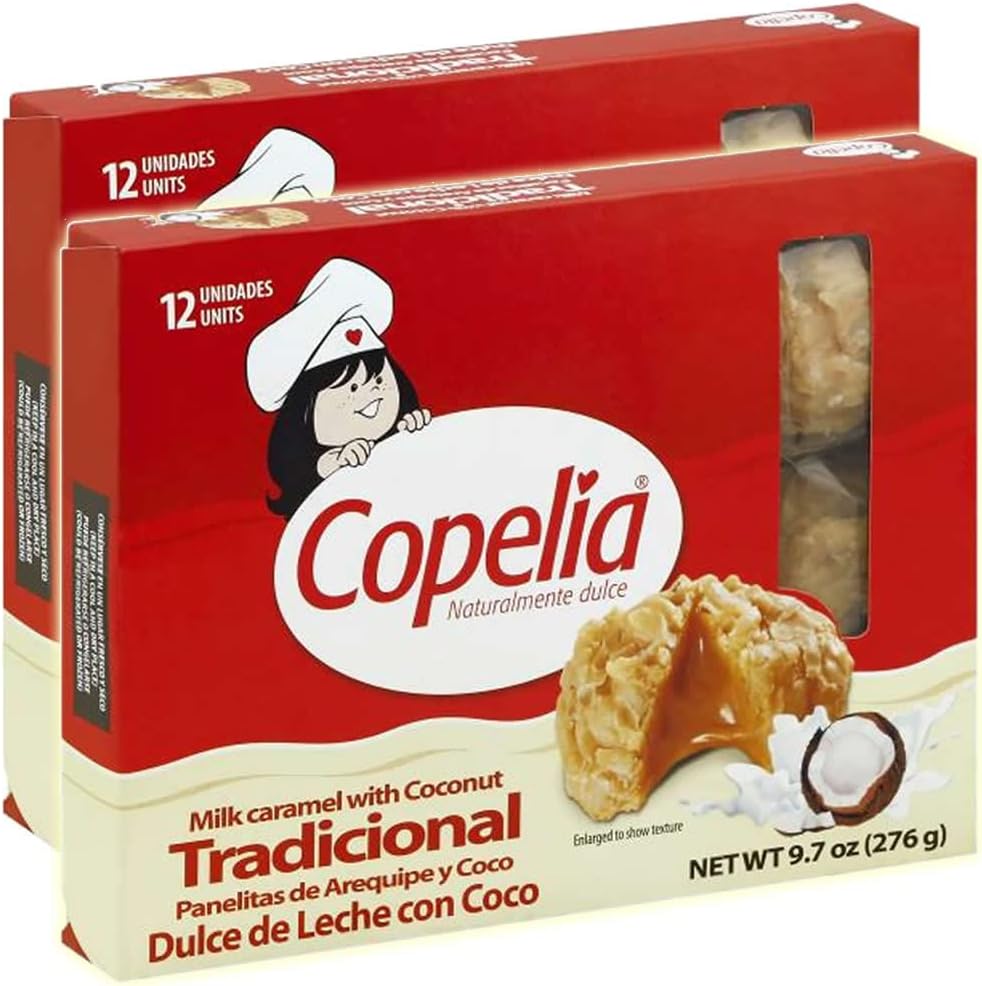 Copelia Milk Caramel with Coconut Candy – A delicious candy with carmel and coconut! Imported from Colombia! Copelia Milk Caramel with Coconut Candy 12 unit box 276g (9.7 oz) (Coconut Caramel)