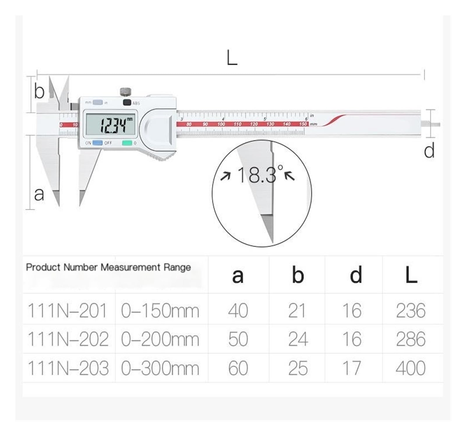 Cyfrowa suwmiarka ze stali nierdzewnej, 0-150/200/300 mm, elektroniczna suwmiarka (0-150 mm)