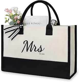 TOPDesign Mrs 2023 Bride Canvas Tote Bag, Bride Gifts Bridal Shower, Bachelorette Party, Engagement Wedding Gifts, Miss to Mrs, Bride to Be, Future Mrs Gifts