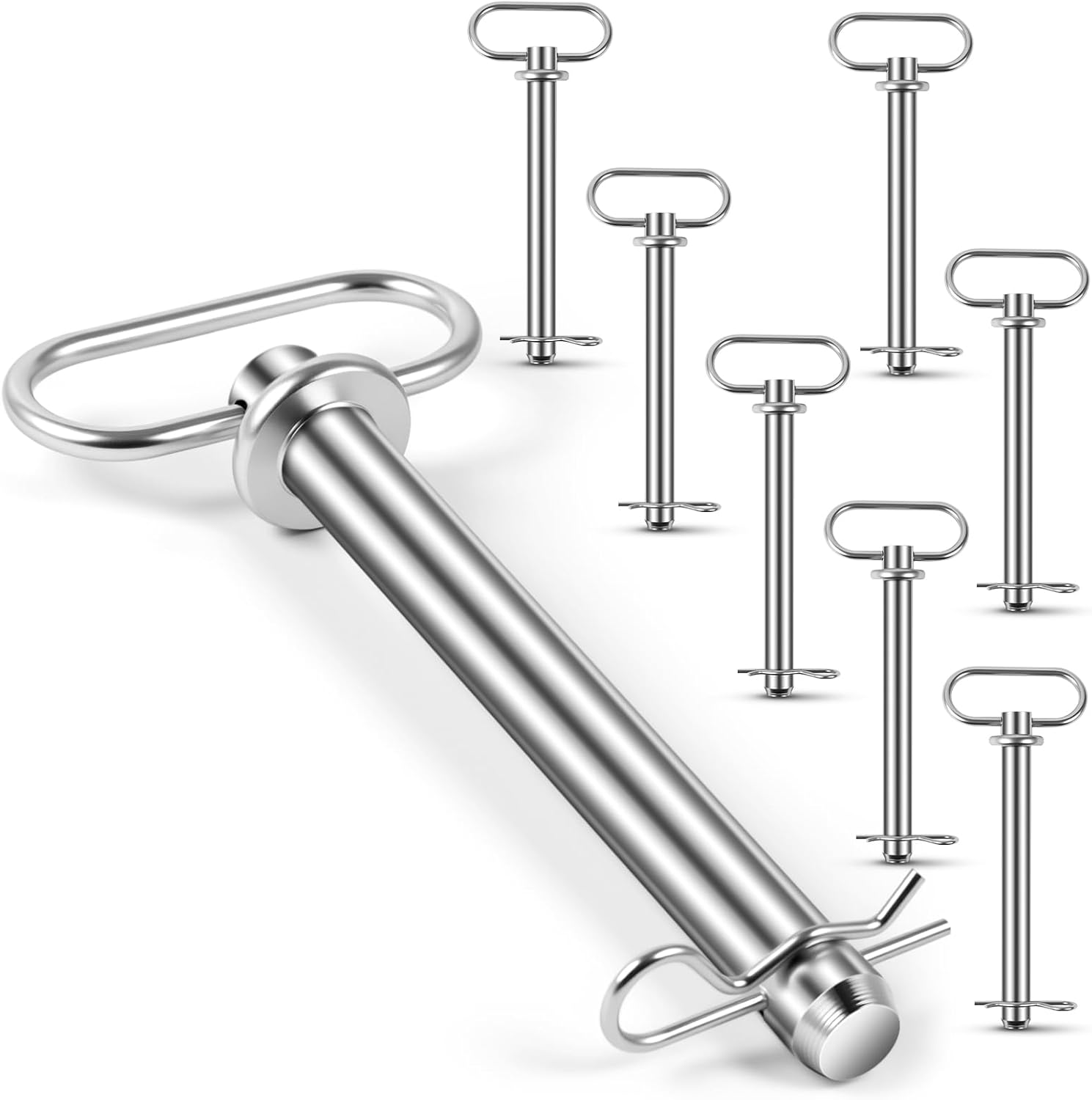 MorningRo 8 Pcs Trailer Hitch Pins and Clip 3/4 x 6 1/4 Inch Clevis Pins with Handles Tractor Accessories for Towing Tractors, Truck Lawn Mower, RV, Boat, Car, Truck, Farm