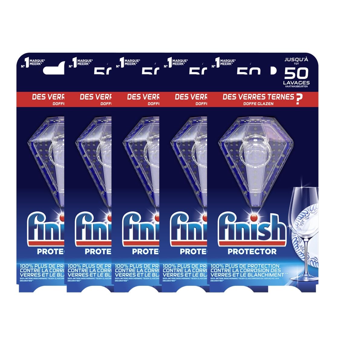 Finish Protector - Protection Des Verres Et De La Vaisselle - Produit Lave Vaisselle - Complement Pastille Lave Vaisselle - lot de 5