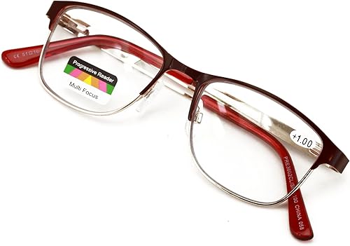 Metal de las mujeres ninguna línea progresiva lente clara trifocal gafas de lectura con la capa antirreflectante