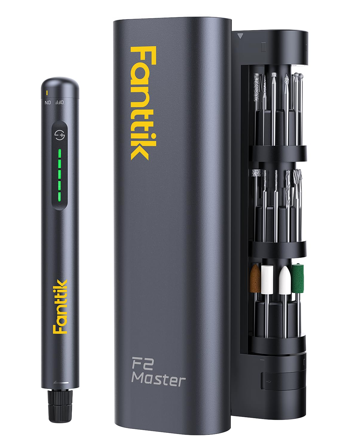 Kit de herramienta rotativa mini Fanttik F2 con motor NeoPulse, 5 velocidades y 35 accesorios.