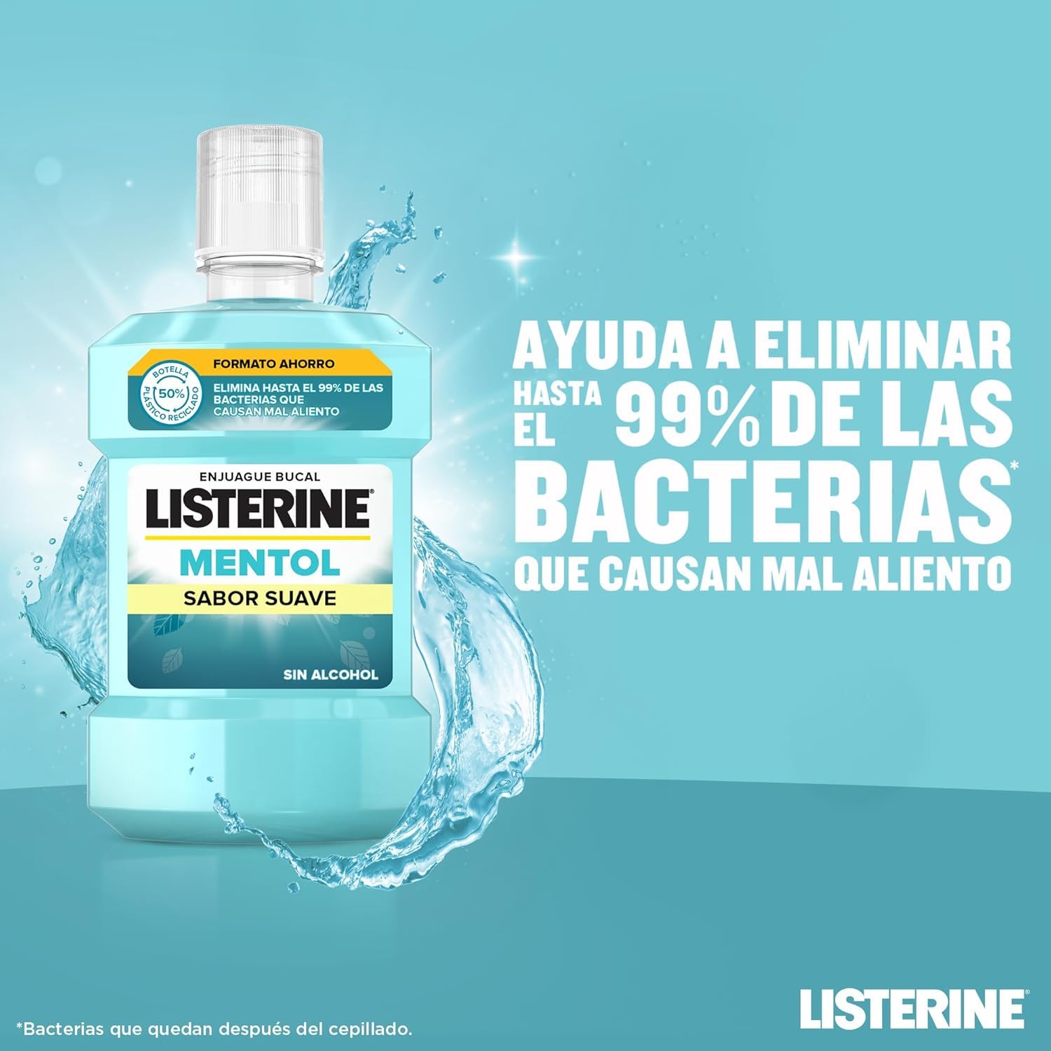 Listerine Płukanie jamy ustnej Mentol, Miękki smak, 1000 ml x 2