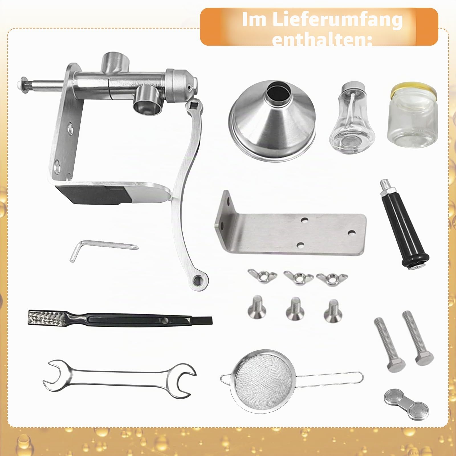 Ölpressmaschine Manuell, Manuelle Ölpresse mit Filtersieb | Edelstahl Hand-Ölpresse für den Haushalt, für Erdnüsse, Sonnenblumenkerne und Walnüsse, ohne Strom, Kaltpresswerkzeug