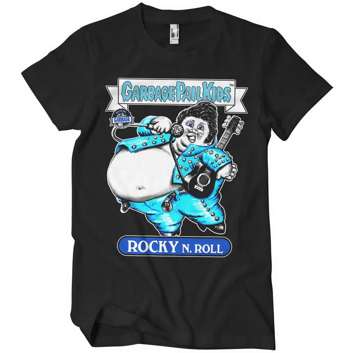 Garbage Pail Kids Boys Black Officially Licensed Rocky N. Roll Mens T-Shirt (Black), XX-Large