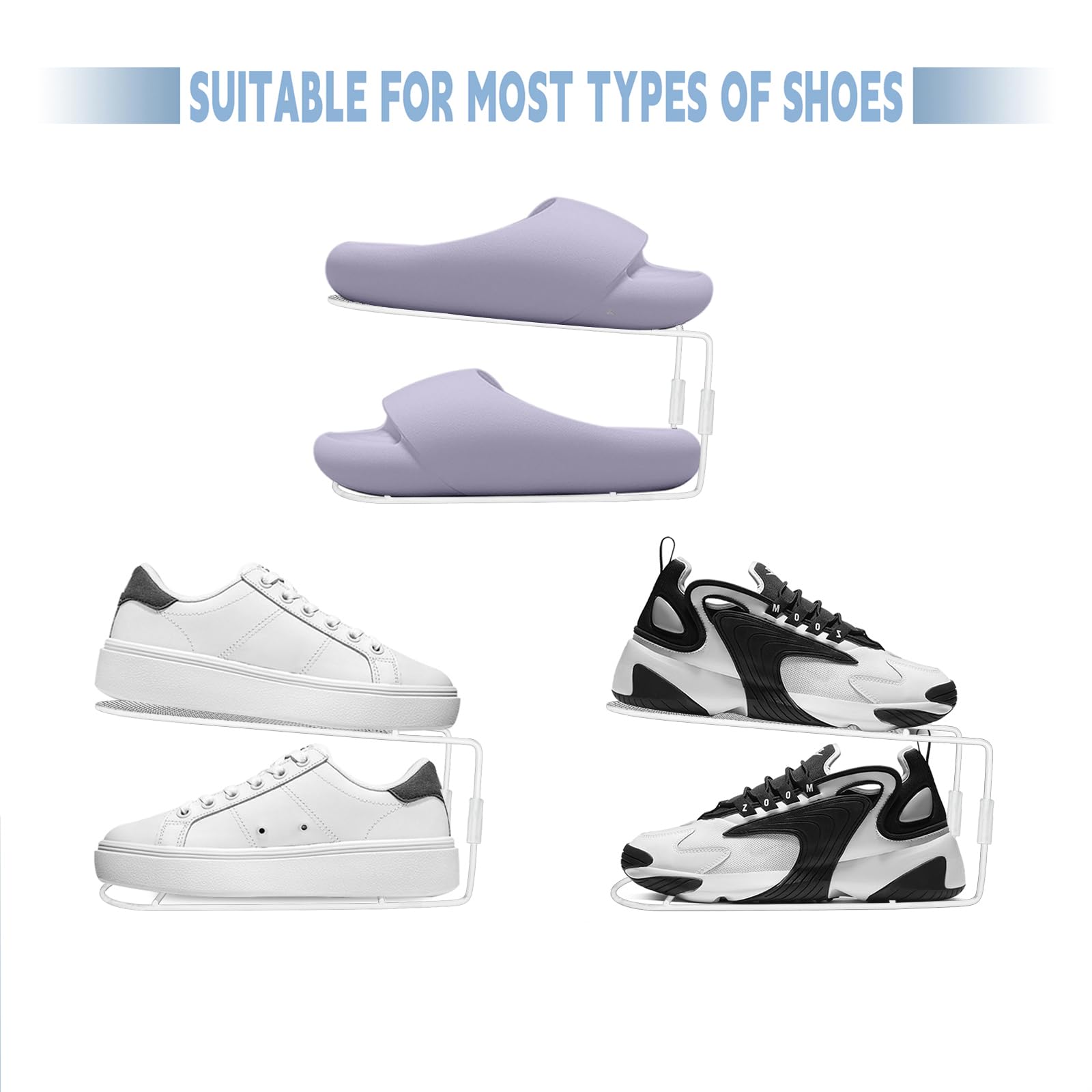 Schuhstapler Platzsparend Schuhorganizer Schuhregal Für Schränke Schuhaufbewahrung Platzsparend Schuh Organizer Für Schrank Shoes Organizer Eisen Schuhsortierer (20Stück, Weiß)
