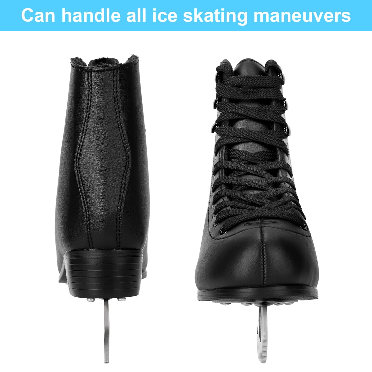 Eiskunstlaufschuhe für Anfänger - Weiß Bequeme Leder Schlittschuhe für Damen, Herren, Jungen & Mädchen (Größe größer 1 Größe)