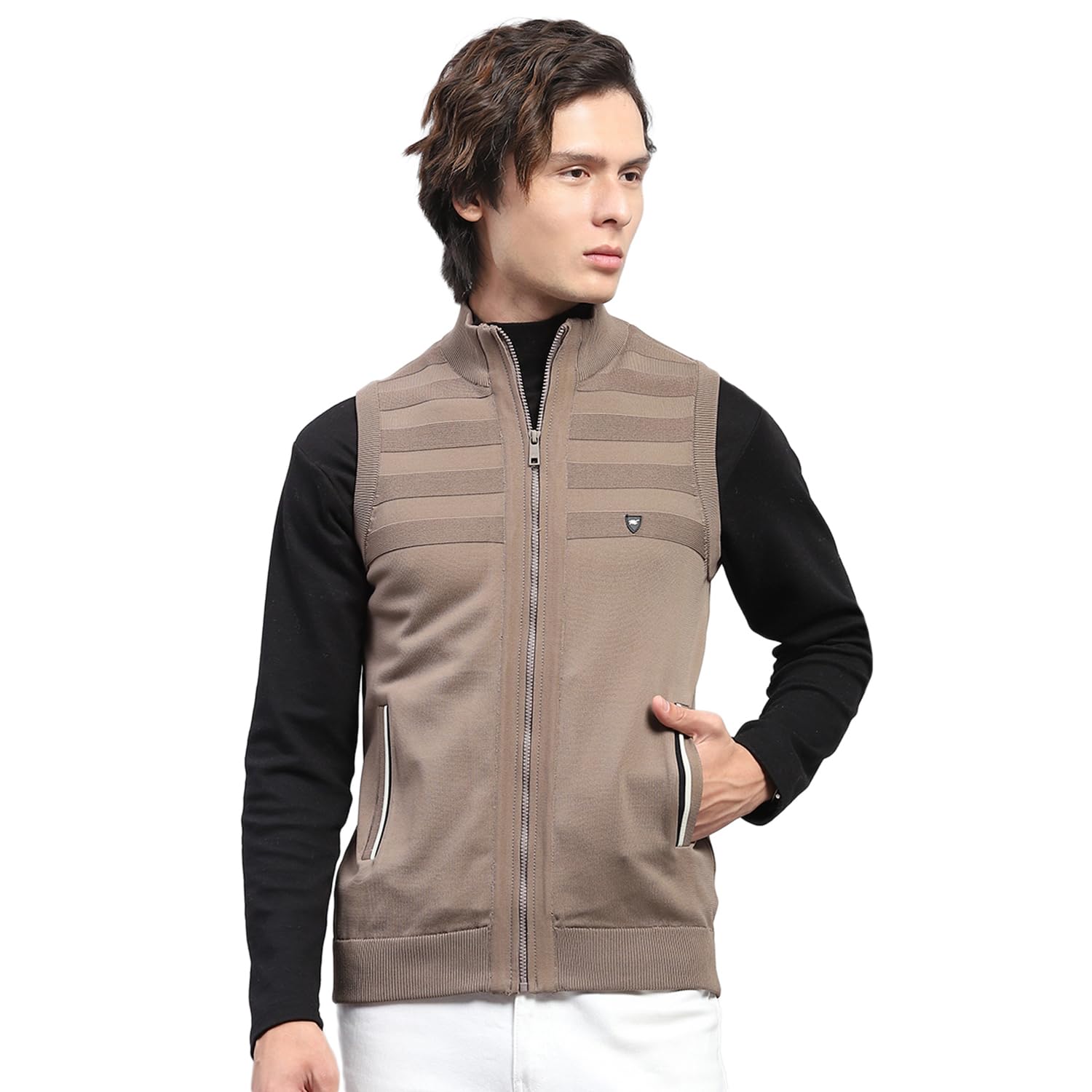 monte carlo Mens Solid Mock Neck Sleeveless Sweater (1243300FZ)-picture-43