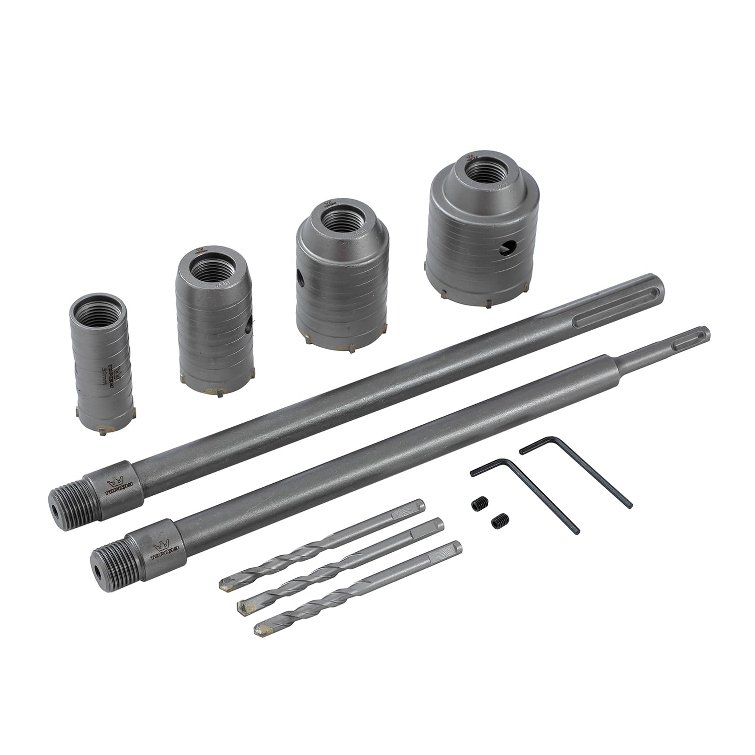 TOPWAY Core Drill Bit Set 30/40/50/60mm, 350mm SDS Plus + SDS MAX Shank Hollow Concrete Wall Drill Cutter Bits