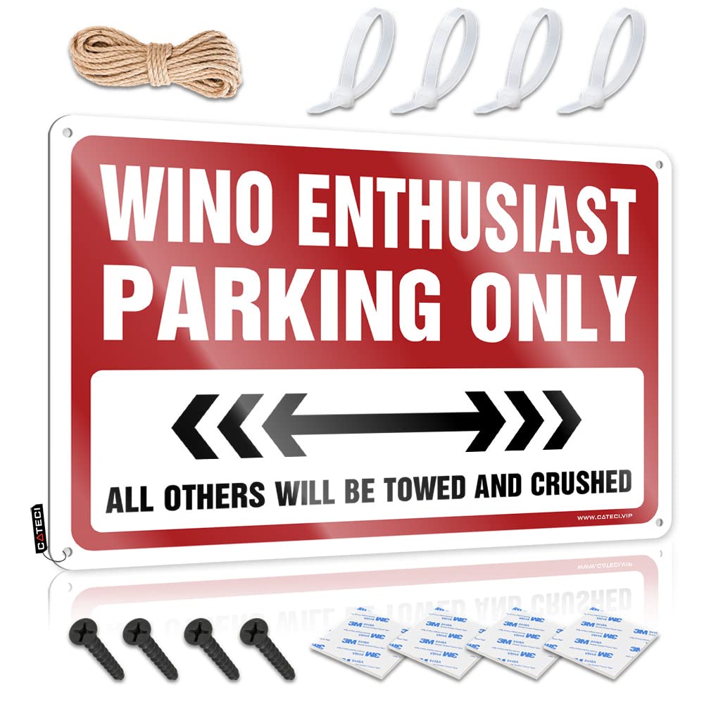 KRAZMURONGD Cheers Tin Sign Wino Enthusiast Parking Only Tin Sign Outdoor Bar Signs Tin Signs Camping Rules(30X40CM)