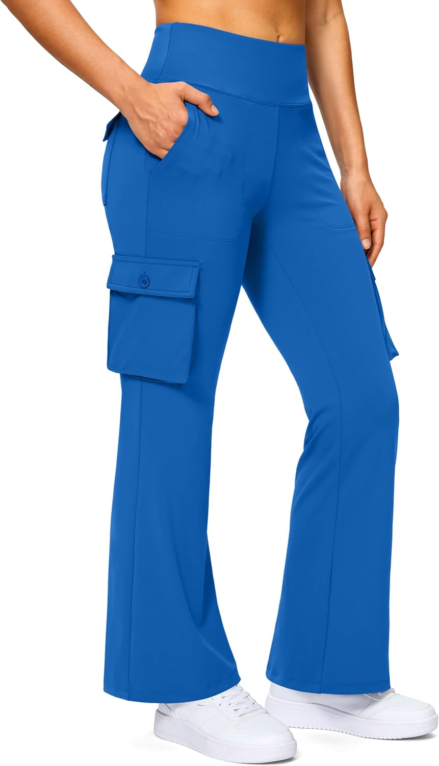 G Gradual Women's 6 Pockets High Waist Yoga Pants Stretch Cargo Flare Leggings for Fitness, Travel, Casual Wear