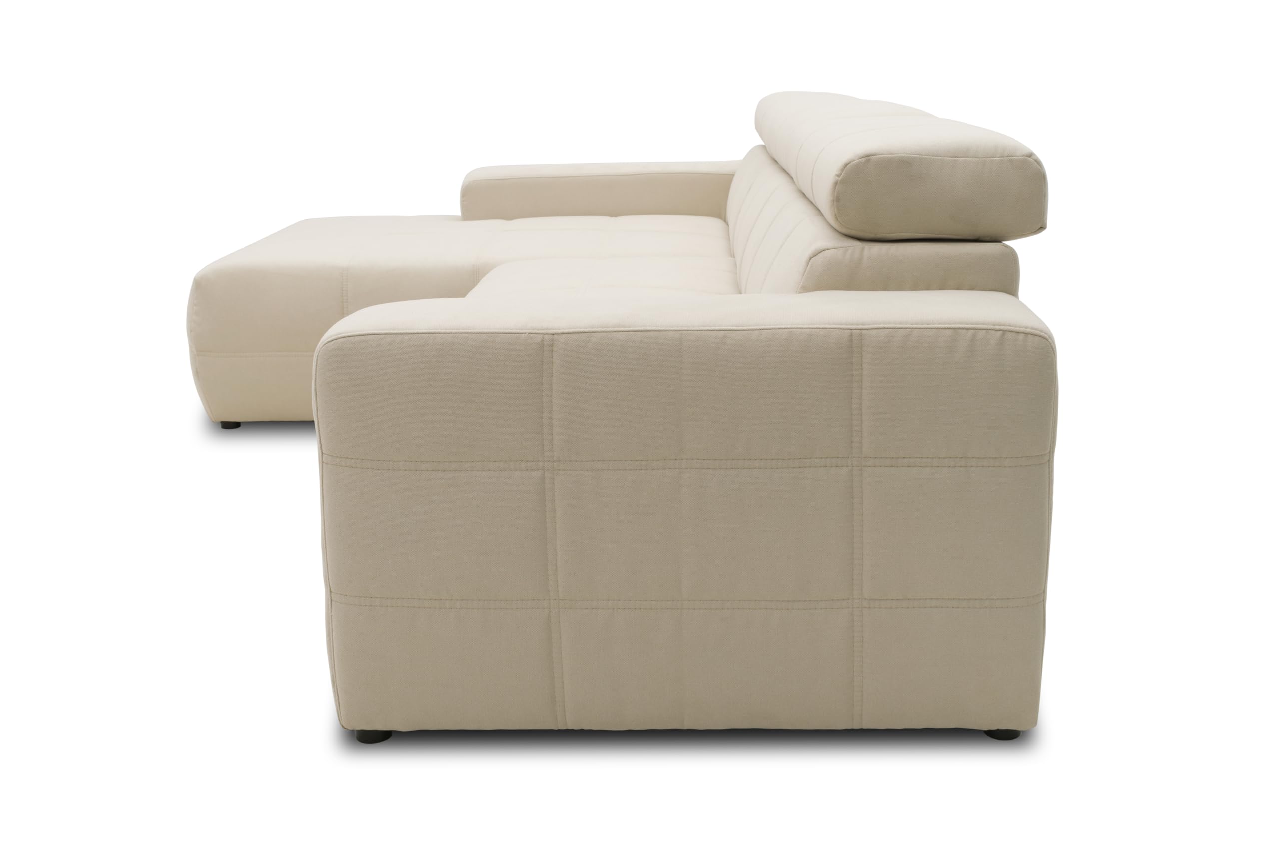 DOMO collection Brandon Canapé d'angle avec Dossier en Forme de L Beige 285 x 175 x 98 cm