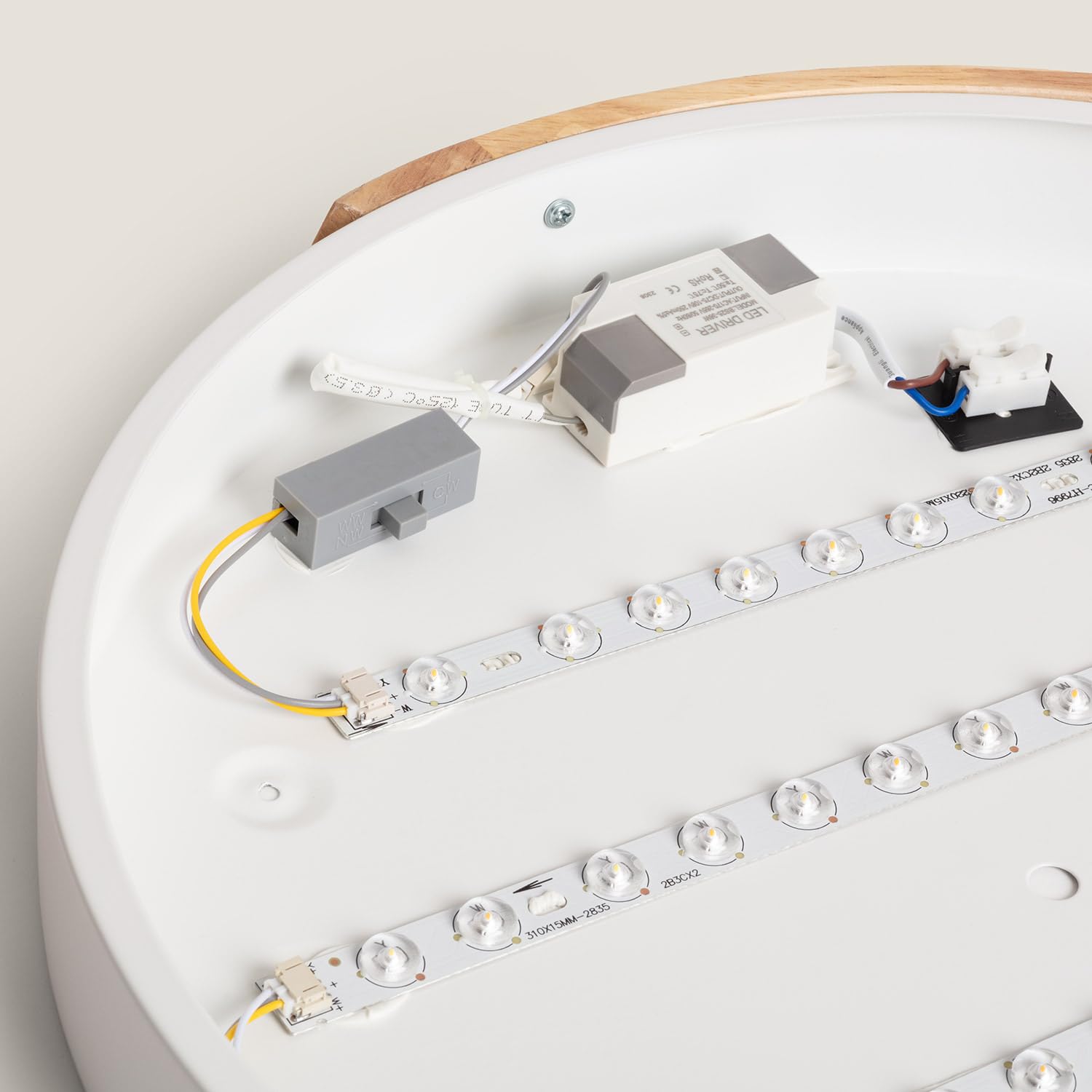 LEDKIA Plafón LED 24W Circular Madera y Aluminio Ø418 mm CCT Seleccionable | Ideal para Cocina, Comedor, Habitación